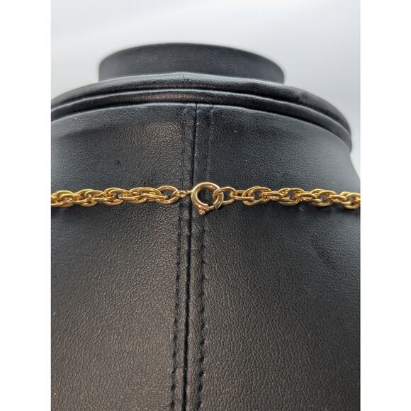 VTG 60's Gold Tone Faux Pearl Amethyst Color Rhinestone Pendant 22" Necklace - Picture 5 of 6